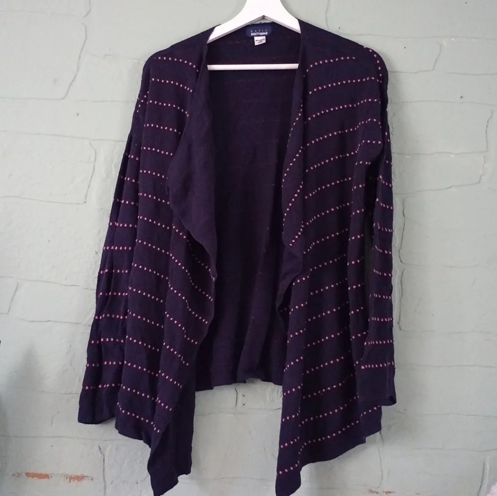 Basic Editions Women's Blue Open Front Cardigan Sweater Size Medium Cotton/Rayon